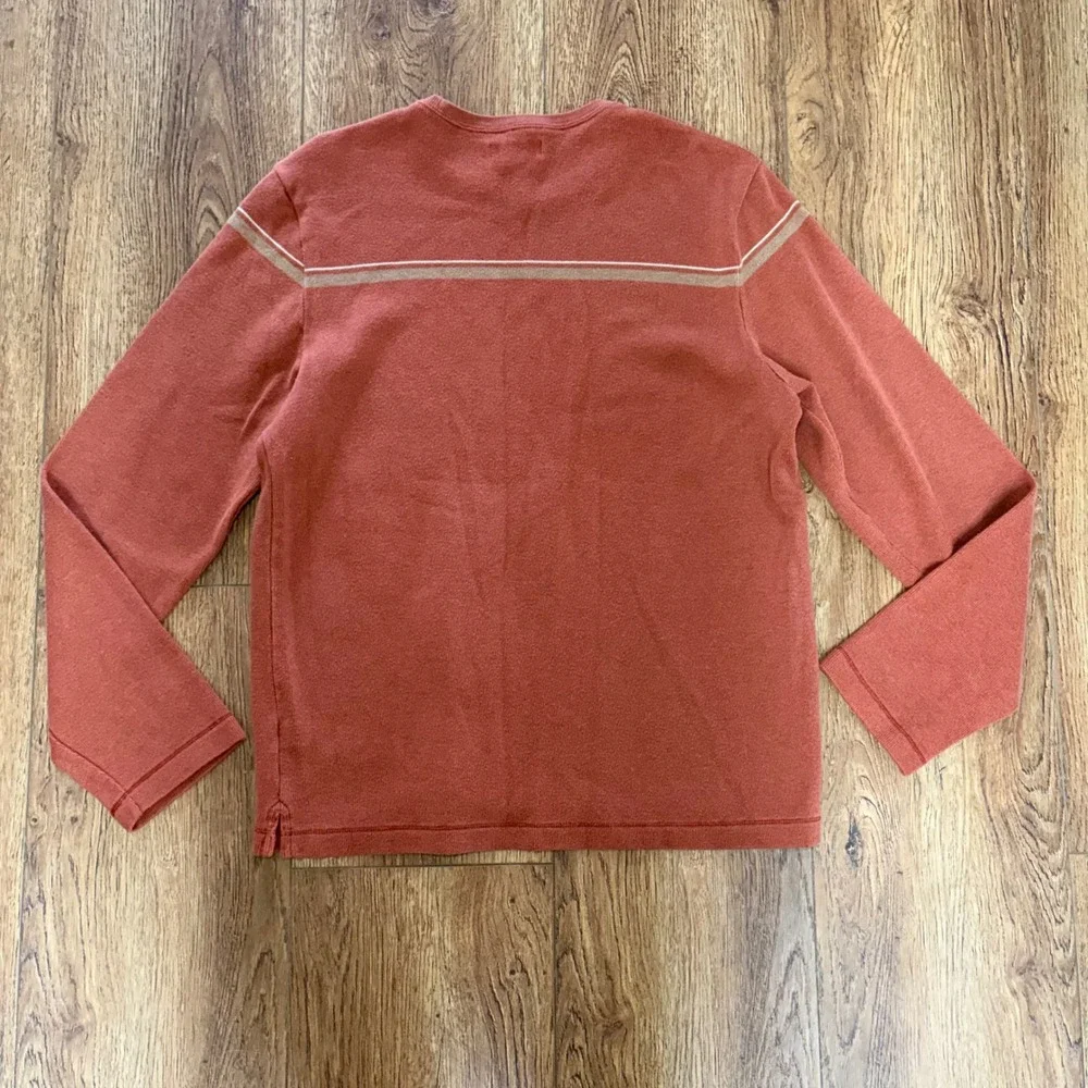 Banana Republic Mens‎ L Burnt Orange Cotton Stripe Crewneck Sweater Skater y2k